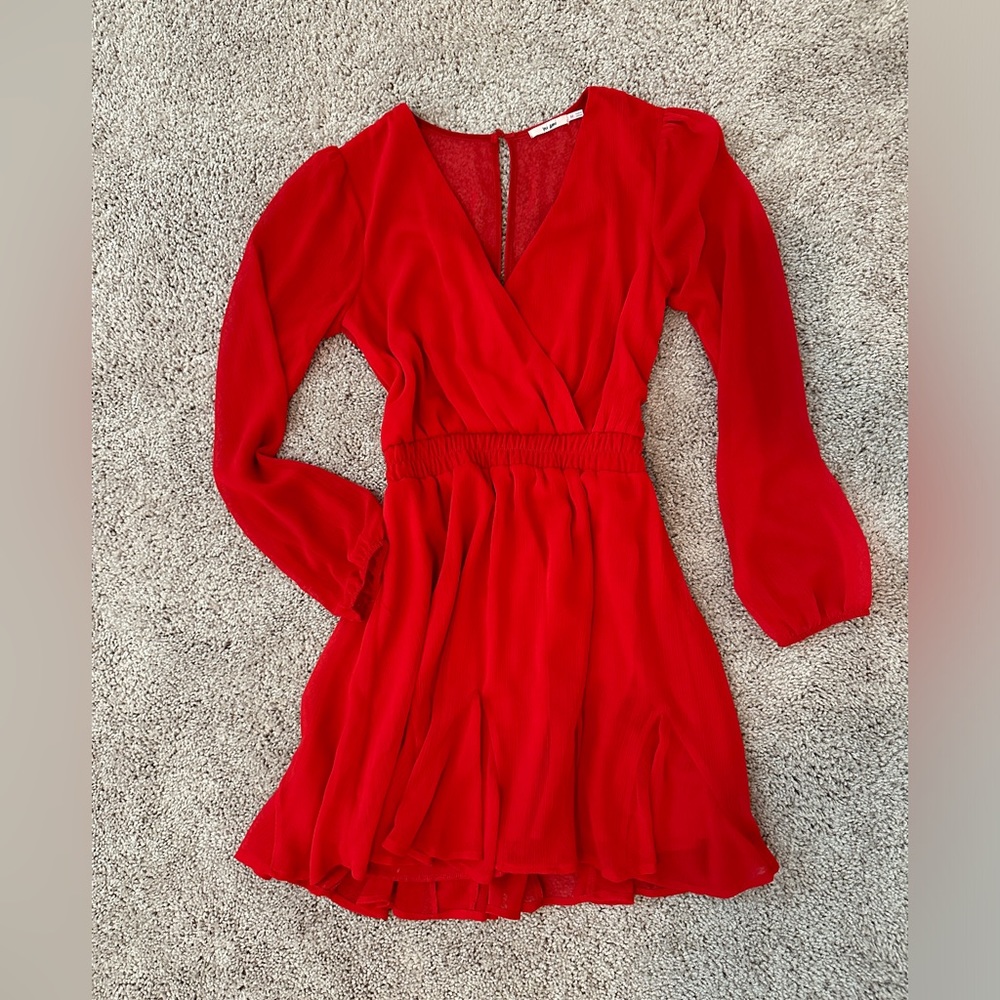 Red flowy mini dress